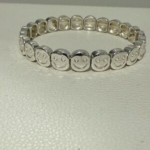 Lisa Gozlan Silver Smiley Face Bracelet